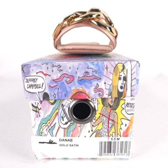 NWB Jeffrey Campbell Women's Danae Chain Flat Sandals Rose Gold Satin Size 5.5M - Picture 12 of 16